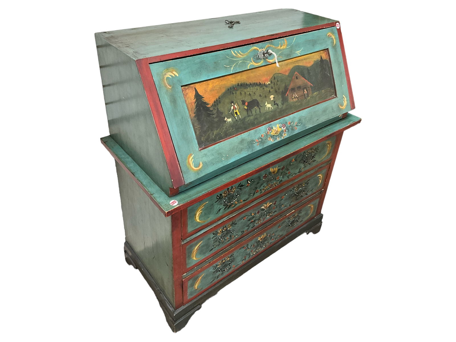 Chippendale Style Painted Drop-Front Desk 48 x 43 1/2 x 20 3/4 in. (121.9 x 110.5 x 52.7 cm.) (1 of 9)