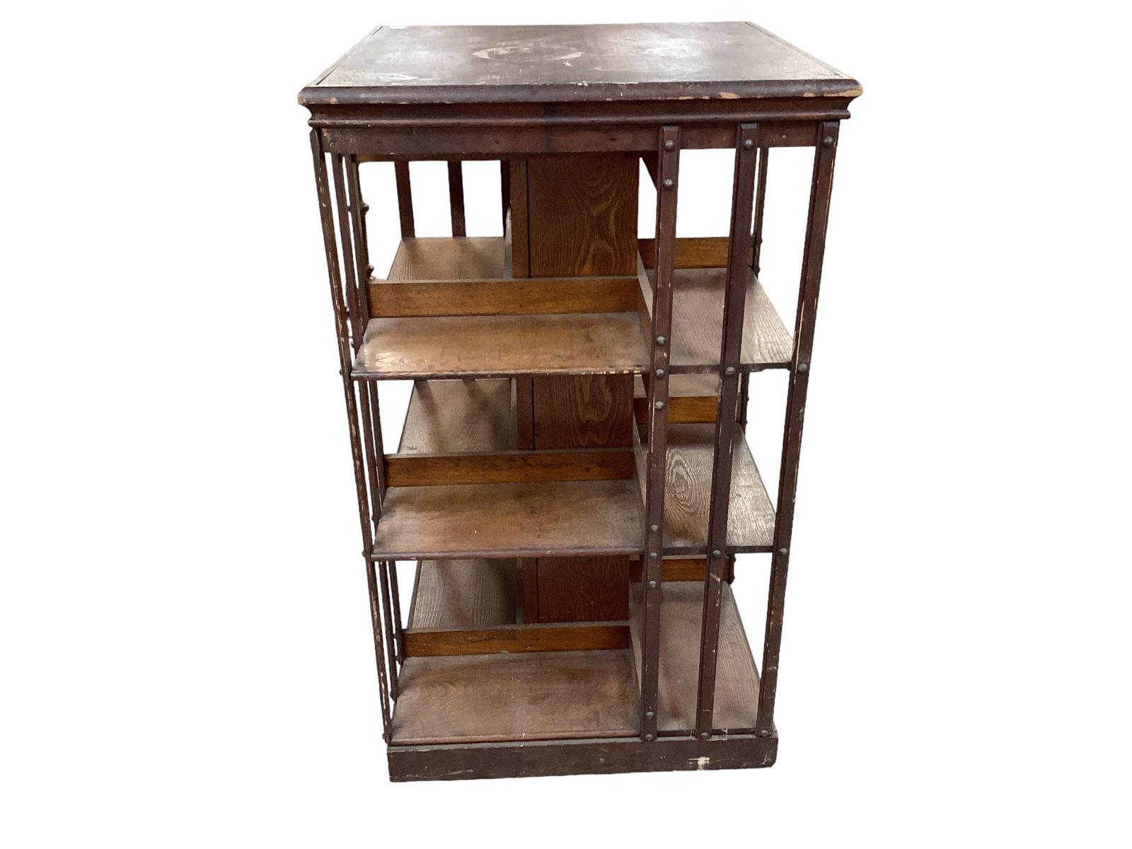 Oak Arts & Crafts Revolving Book Case 39" H x 23" x 23" (1 of 3)