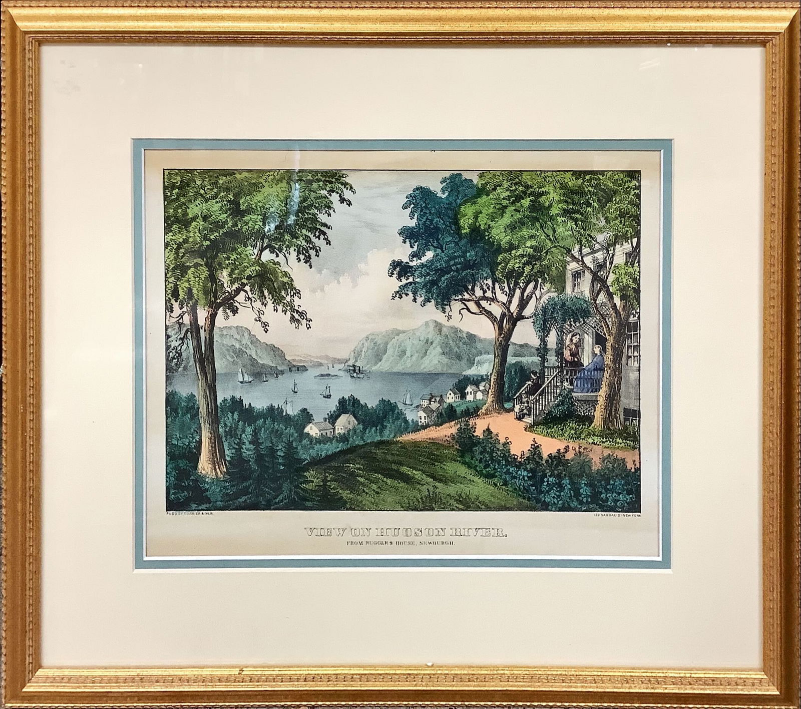 Framed Print, "View on Hudson River" Print 10 x 13 1/2 in. (25.4 x 34.3 cm.), Frame: 17 1/4 x 20 3/4 (1 of 4)