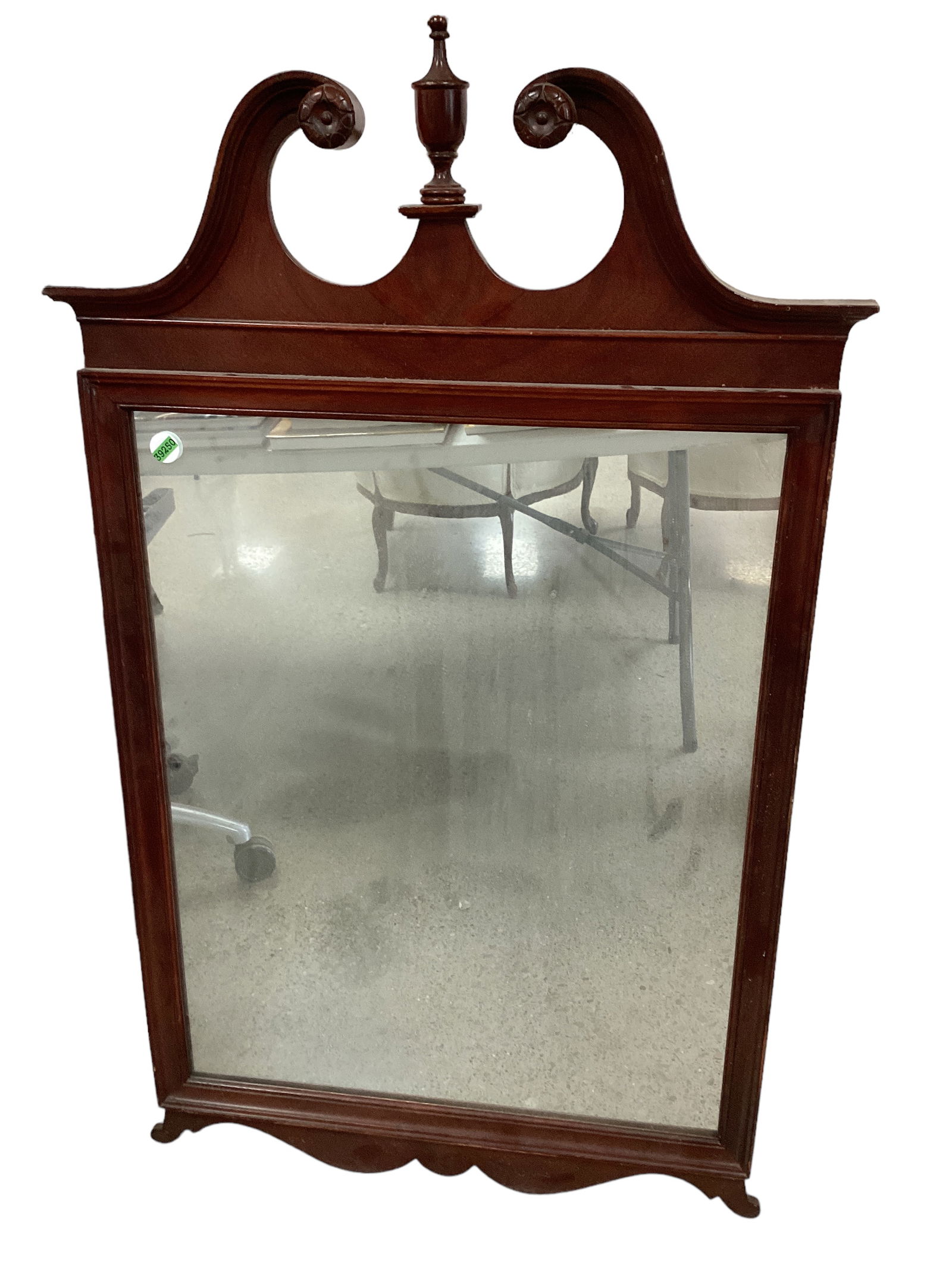 Mahogany Framed Wall Mirror with Scroll Top 42" H x 25" W (1 of 1)