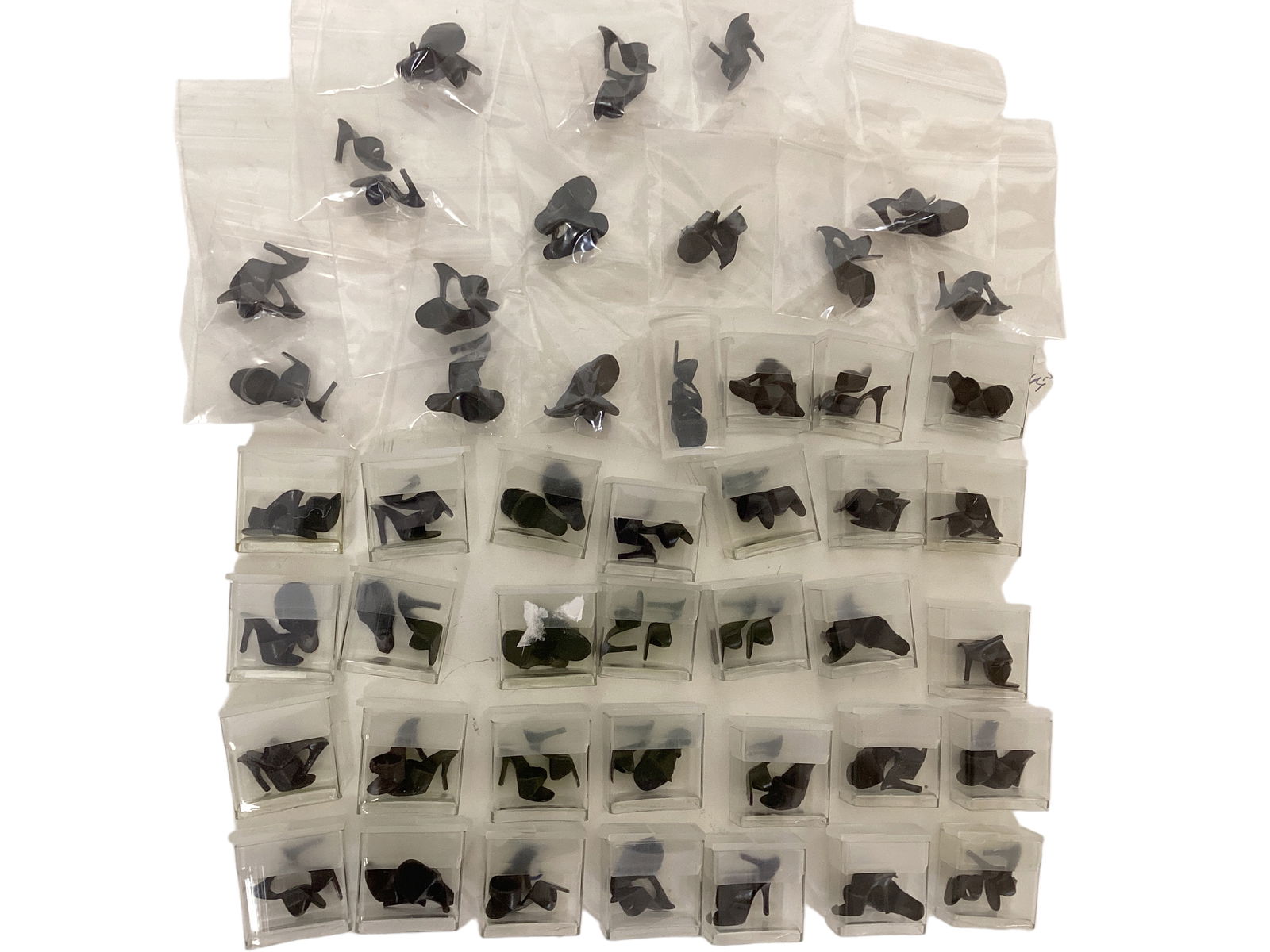 46 Pairs of Black Japan Marked Barbie Open Toe High Heels: 46 Pairs of Black Japan Marked Barbie Open Toe High Heels
