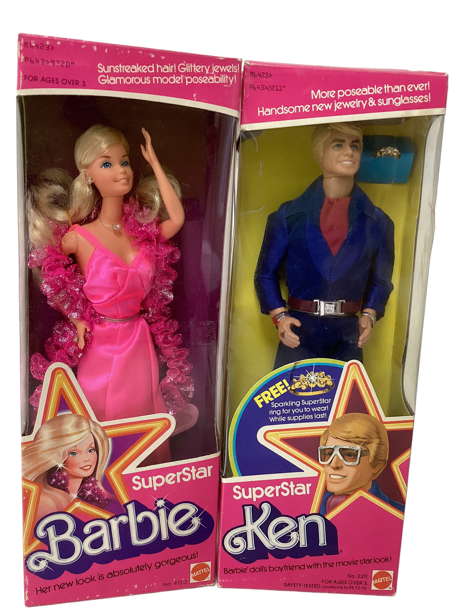 Fantastic SuperStar Barbie and SuperStar Ken NRFB - MIB: Fantastic SuperStar Barbie and SuperStar Ken NRFB - MIBSuperstar Barbie doll NRFB - Barbie comes with a gorgeous new face and beautiful long sunstreaked hair, hot pink fabulous evening dress with a si