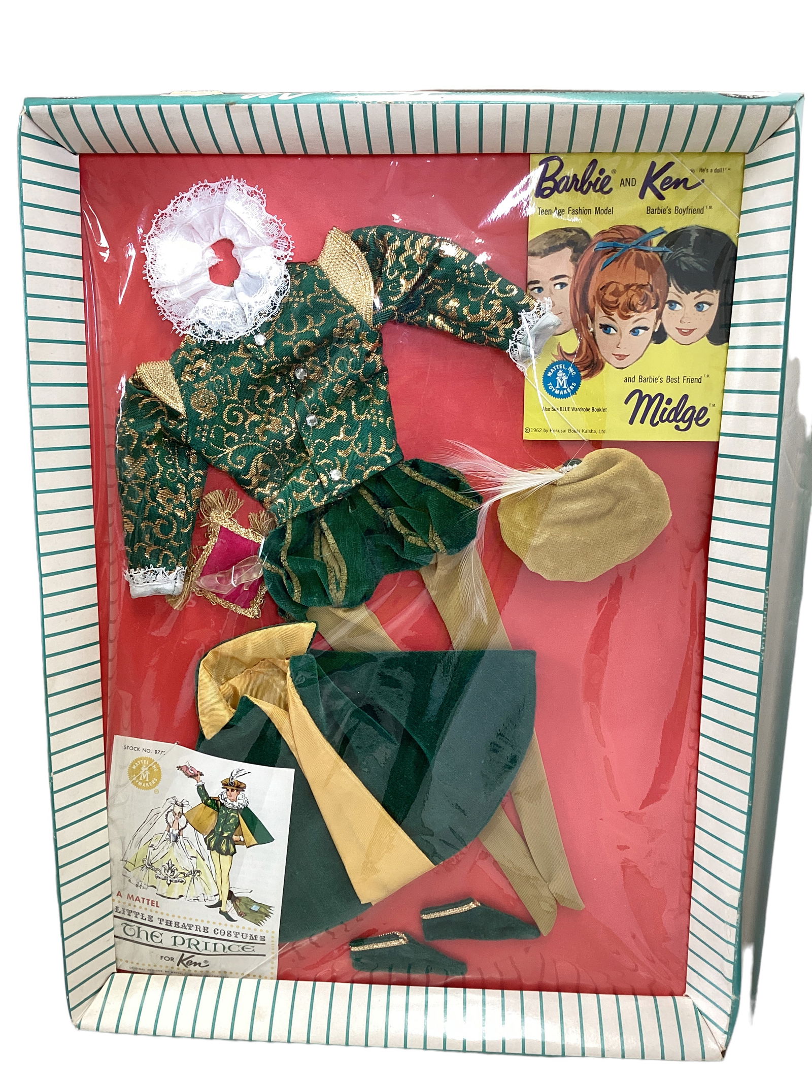 Extremely Nice Ken Little Theatre Costume, The Prince, NRFB and MIB: Extremely Nice Ken Little Theatre Costume, The Prince, NRFB and MIBKen Little Theatre costume, The Prince (#0772), is a VHTF complete outfit that is NRFB. Includes a charming gold and green brocade ja