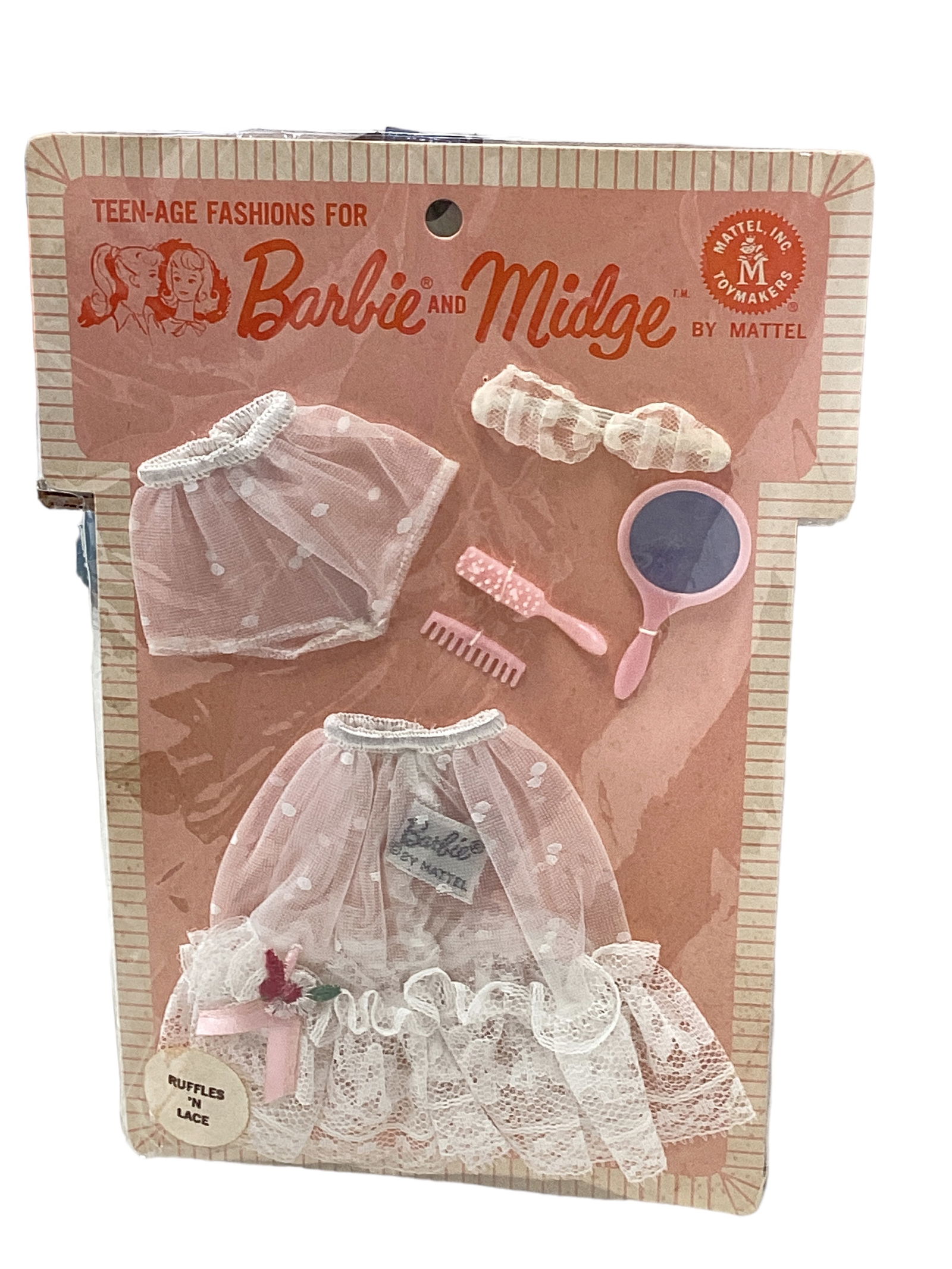 NRFP Barbie Ruffles 'N Lace" Lingerie NIP: NRFP Barbie Ruffles 'N Lace" Lingerie NIPA gorgeous New In Package Barbie and Midge "Ruffles 'N Lace" lingerie including white dotted panty, white bra, white dot slip w/ wide lace floun