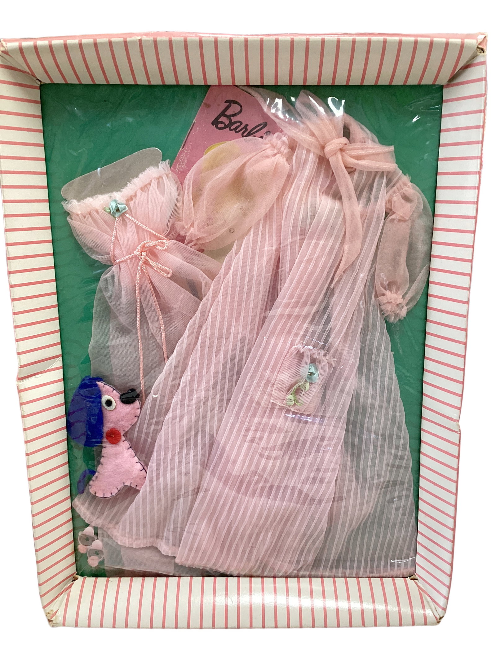 Very Nice NRFB Barbie 'Nighty Negligee Set" MIB: Very Nice NRFB Barbie 'Nighty Negligee Set" MIB "Nighty Negligee Set" (#965), A glamorous ultra sheer whisper pink tricot gown with Grecian bodice tie and ribbon bead rosebud bodice acc