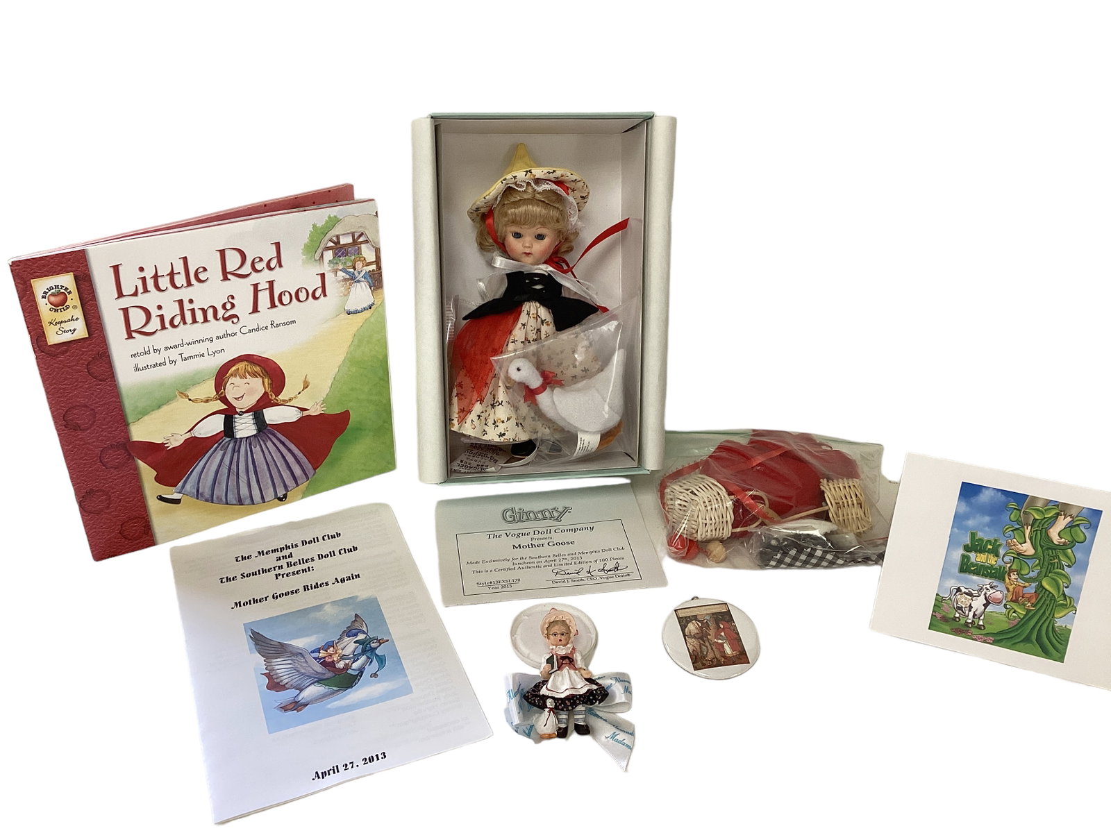 Madame Alexander Little Red Riding Hood Outfit & Ginny Doll as Mother Goose NRFB: Madame Alexander Little Red Riding Hood Outfit & Ginny Doll as Mother Goose NRFB Ginny and Madame Alexander miscellaneous including Ginny Doll from the Vogue Doll Company named Mother Goose. She was m