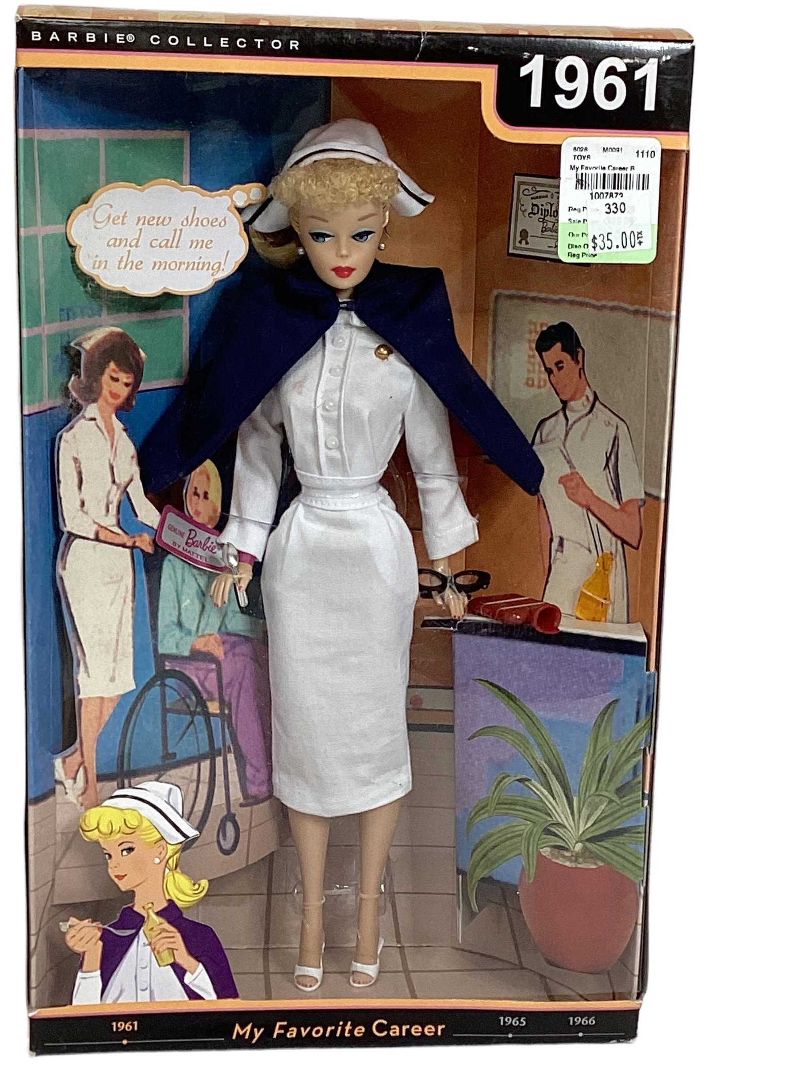Fantastic 1961 Nurse Barbie Reproduction - My Favorite Careers Collection - MIB & NRFB: Fantastic 1961 Nurse Barbie Reproduction - My Favorite Careers Collection - MIB & NRFB (1) 1961 reproduction of Blond Ponytail Barbie dressed in Registered Nurse including white uniform, red/navy cape
