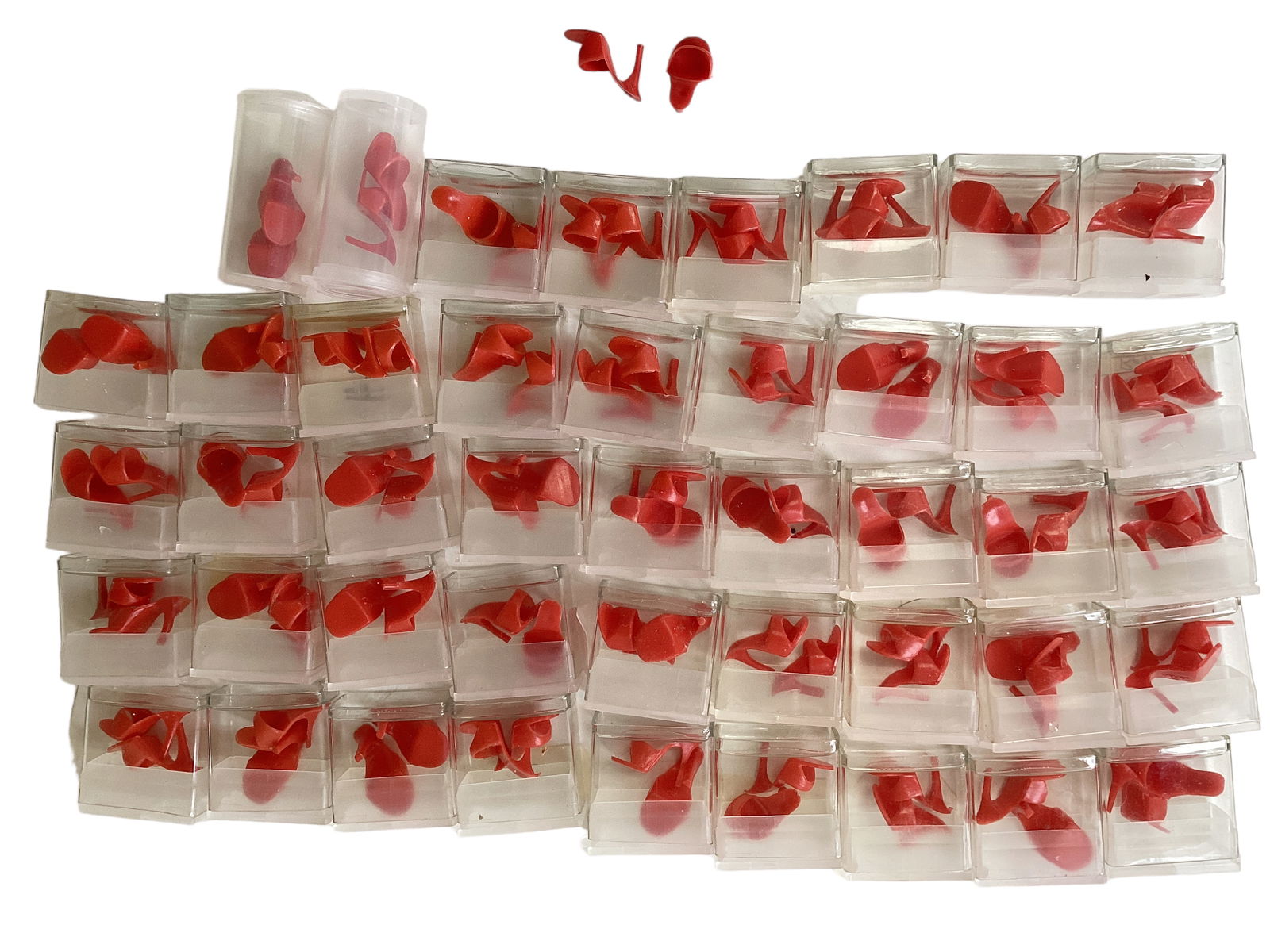 45 Pairs of Red Made in Japan Barbie Open Toe Heels: 45 Pairs of Red Made in Japan Barbie Open Toe Heels