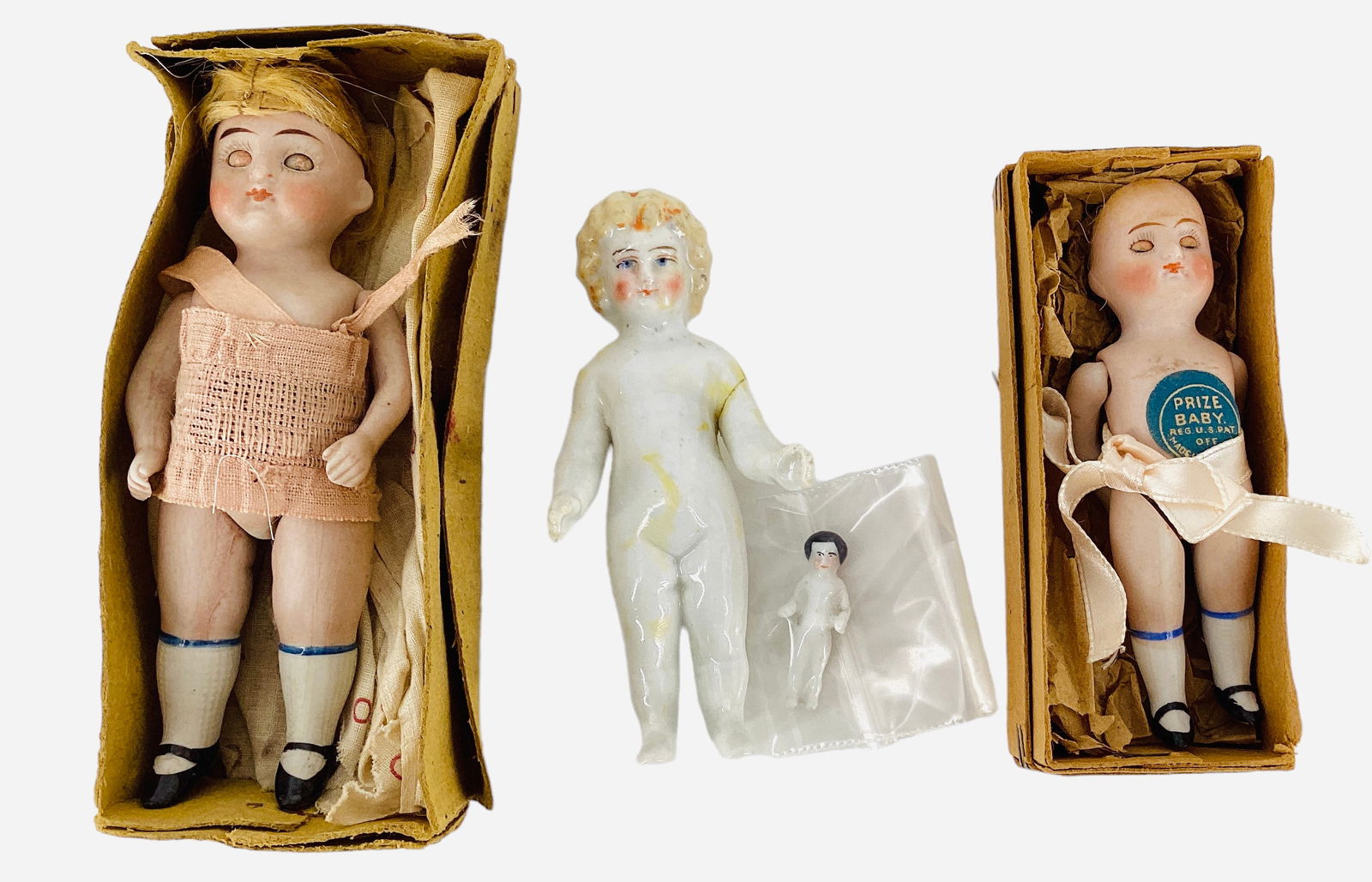 (4) Small Dollhouse-Size German Dolls (1 of 2)