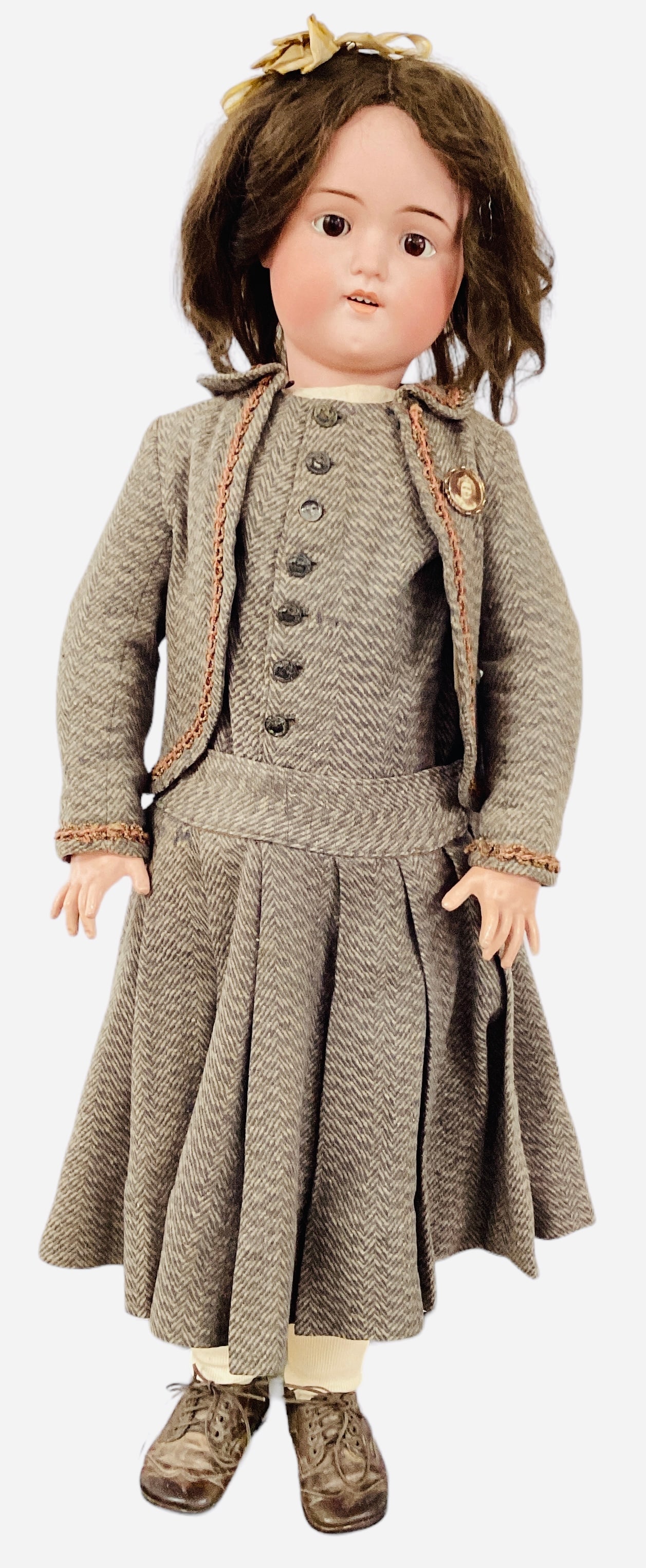 BJ&Co "My Sweetheart" Bisque Socket Head Girl: BJ&Co "My Sweetheart" Bisque Socket Head GirlHead marked as shown, 35" doll with original human hair wig, glass sleep eyes, open mouth with teeth, on jointed composition body. Bisque is