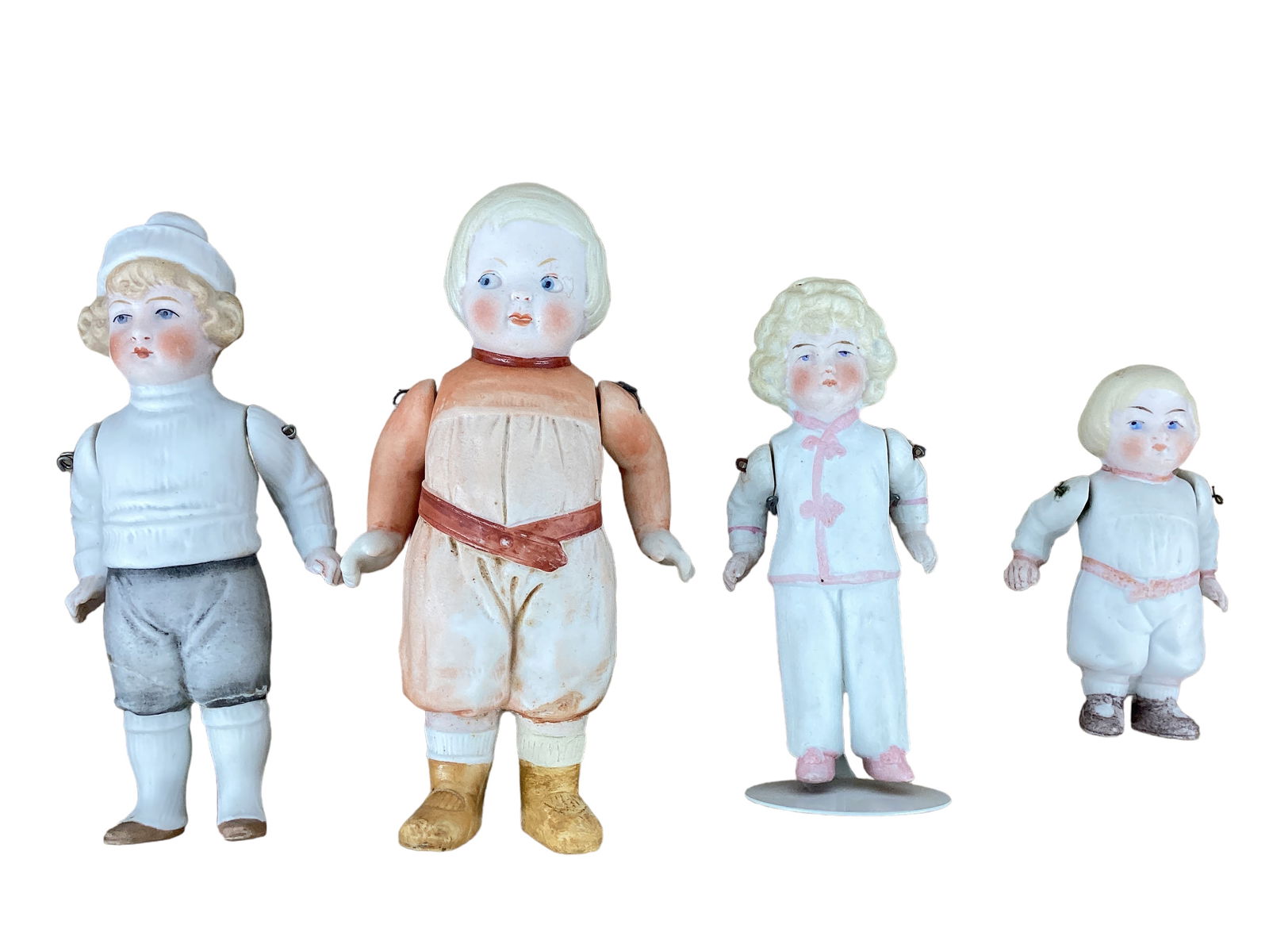 (4) Hertwig All-Bisque Dolls with Molded Clothes (1 of 5)