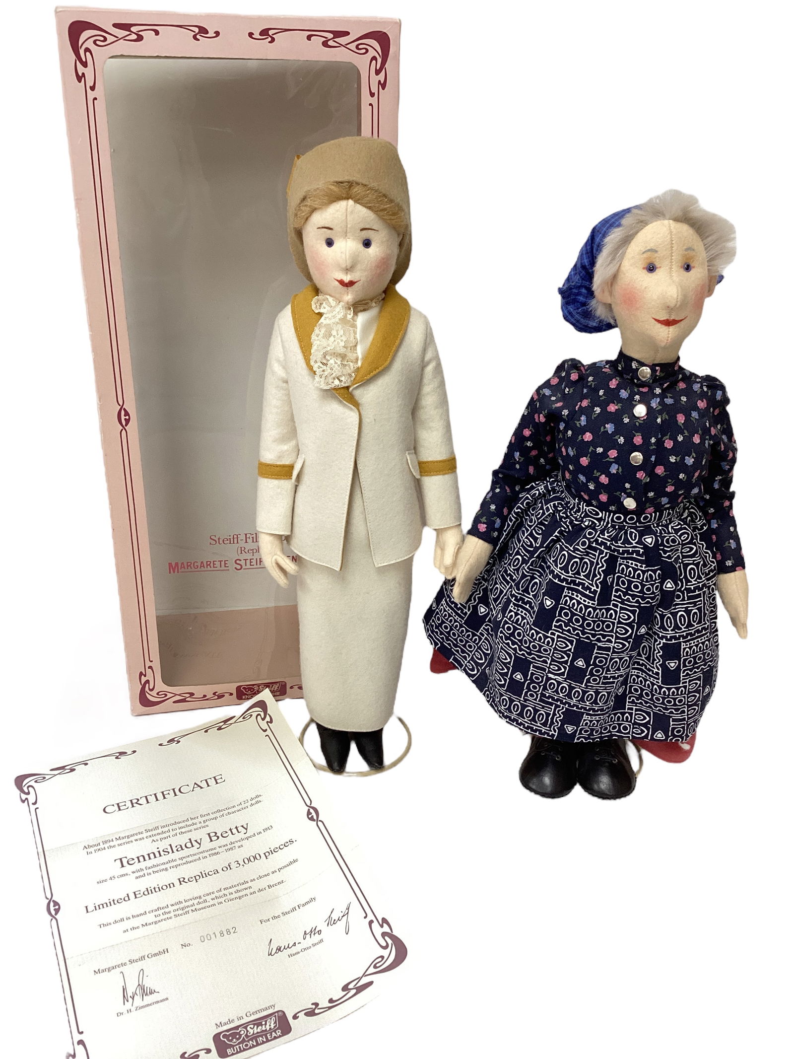 2 Steiff Felt Dolls, 1 with Box (1 of 4)