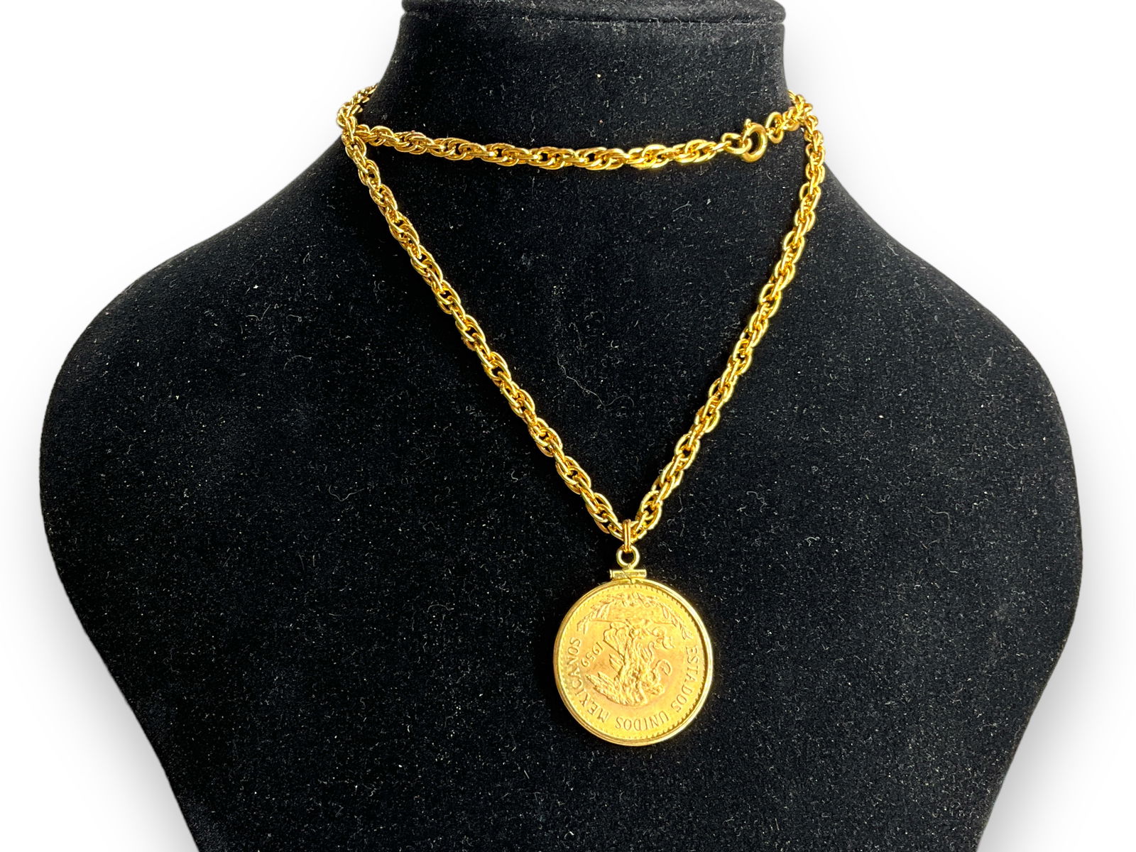 Mexico 20 Pesos Gold Coin in Bezel - On Chain