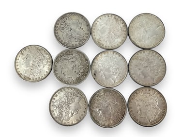 Ten U.S. Morgan Silver Dollar Coins