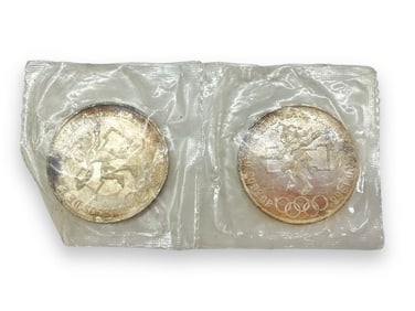 2 Mexico Commemorative Olympic Silver 25 Pesos Coins