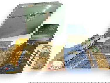 Coin Albums and Loose Coins in a Metal File Box