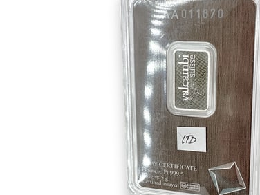 Valcambi Suisse 5 Gram Platinum Bar
