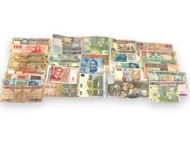 Assortment of Foreign Coins & Currency