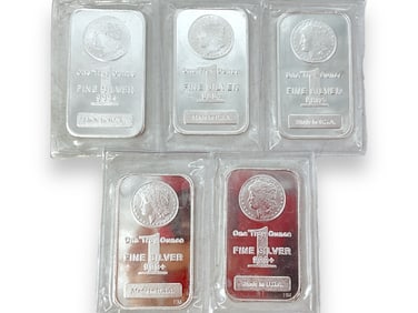 Five 1 ozt. Silver Bullion Bars