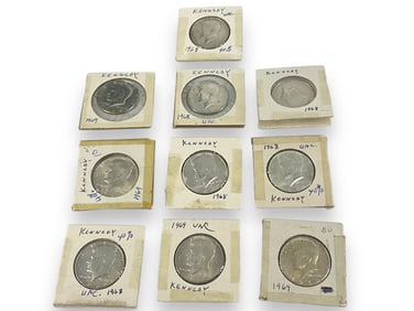 10 Kennedy Half Dollar Coins