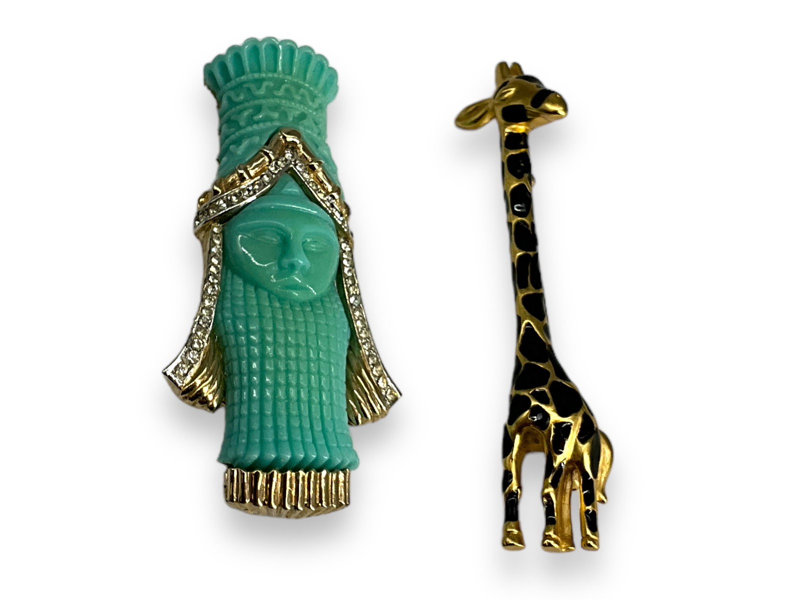 Aztec Designed Signed "Boucher" Vintage Brooch and Giraffe Pin Signed "Carolee" (1 of 9)
