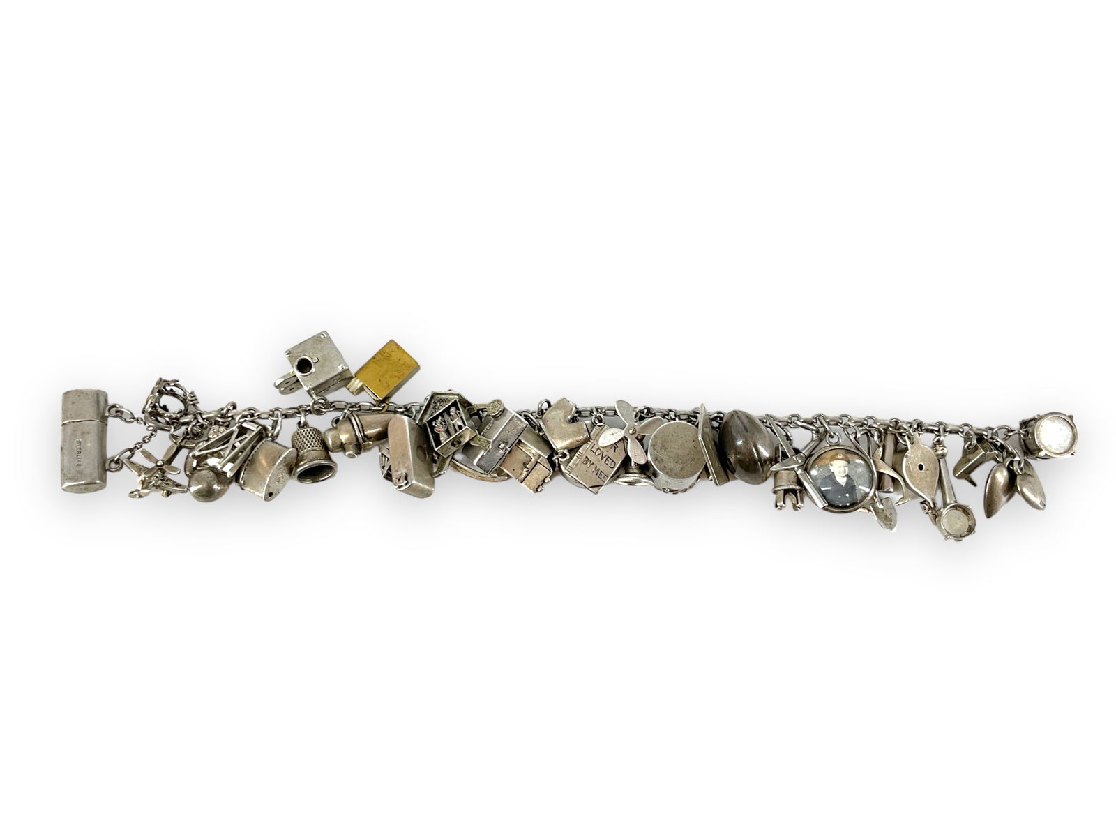 Vintage Charm Bracelet With Sterling & Silver Tone Charms (1 of 6)