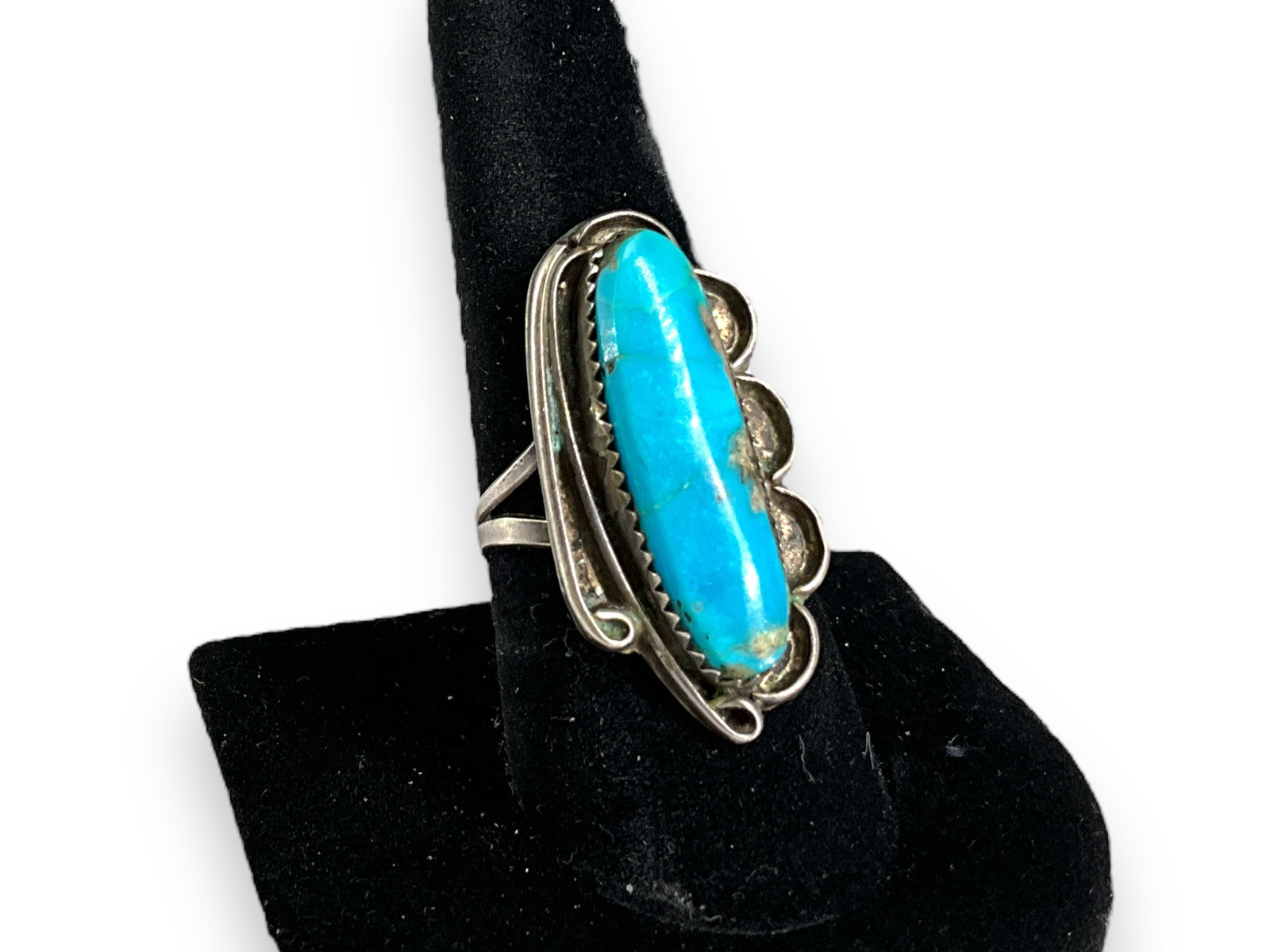 Southwestern Sterling Silver and Turquoise Stone Ring (1 of 5)