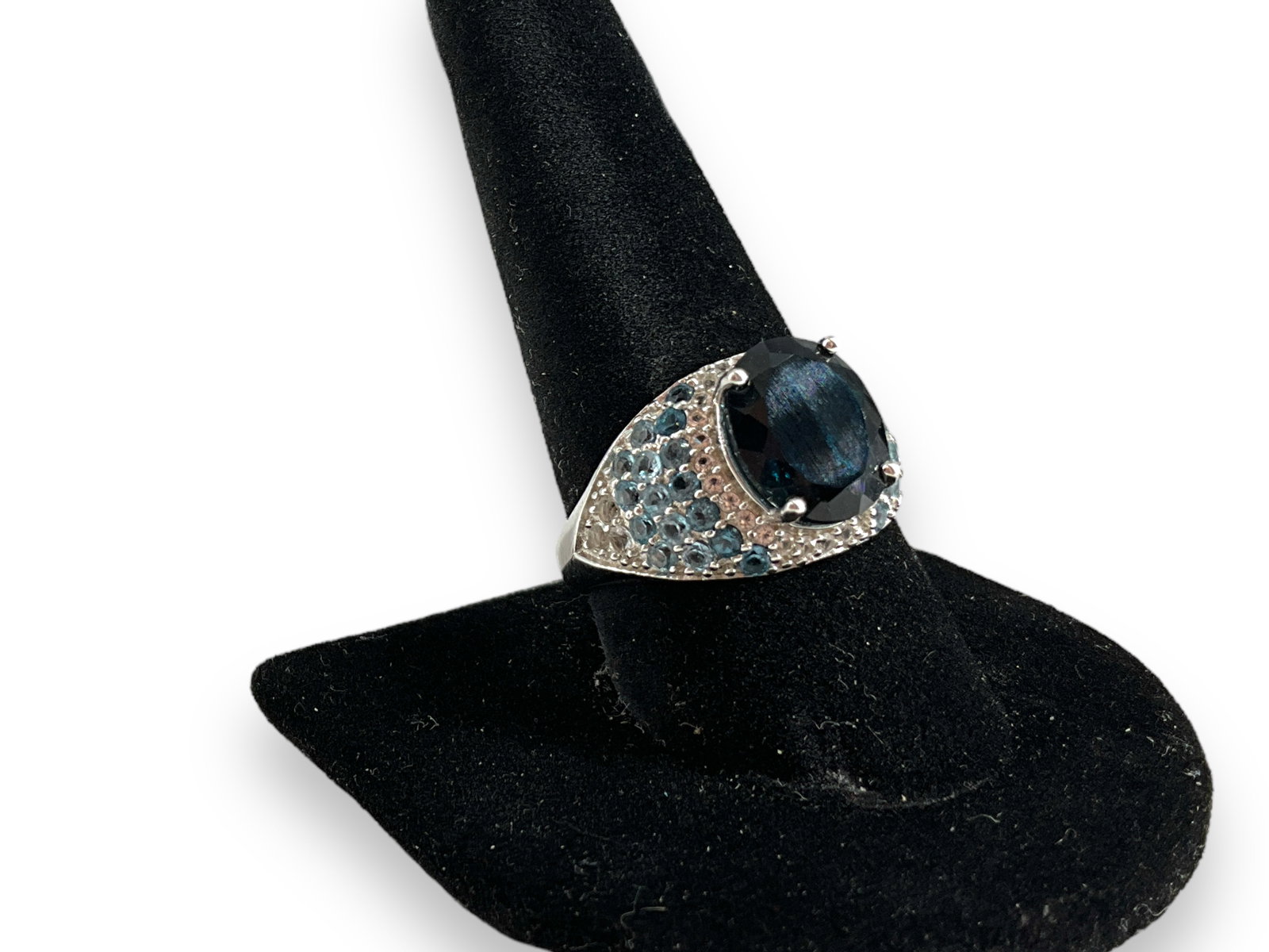 Sterling Silver and Blue Topaz Stone Ring (1 of 5)