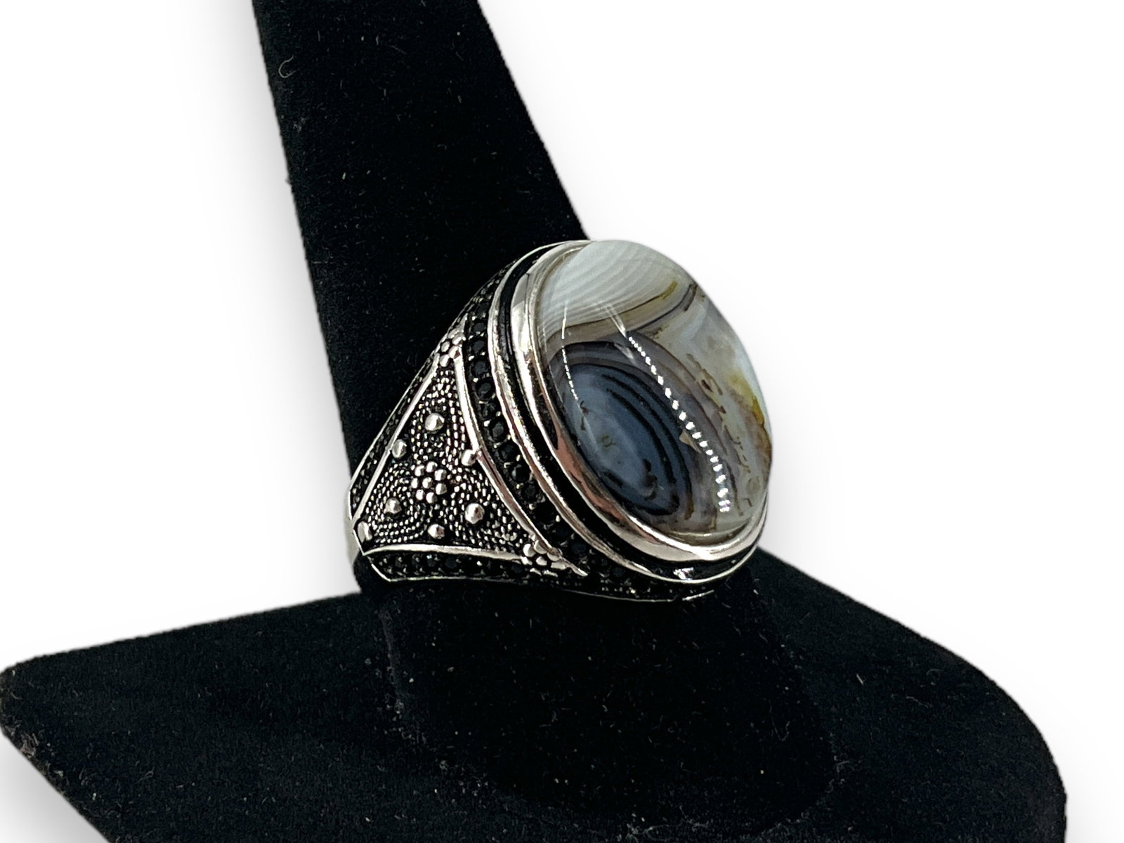 Sterling Silver and Agate Stone Ring (1 of 11)