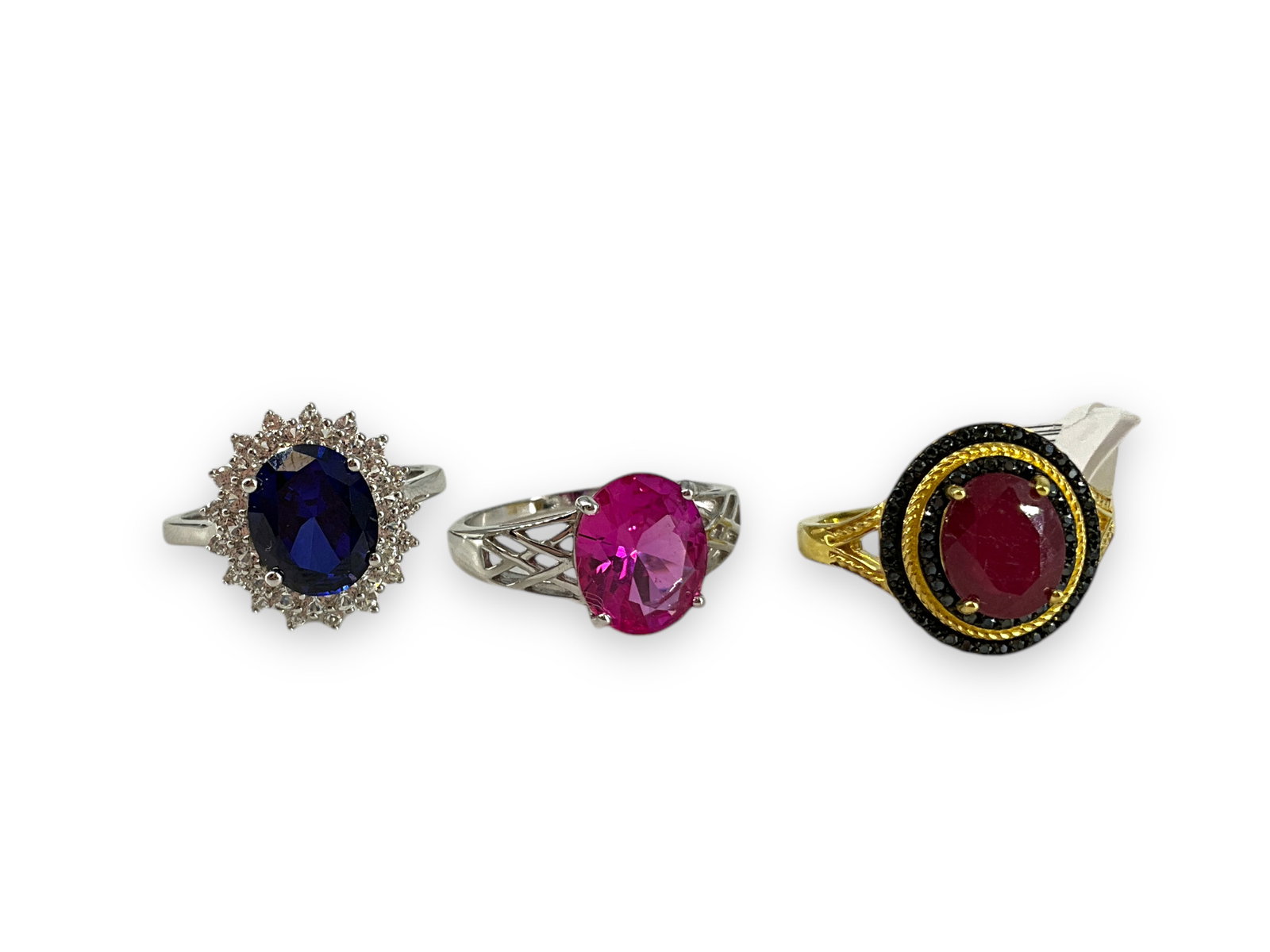 Sterling Silver and Synthetic Corundum Gemstone Rings (1 of 11)