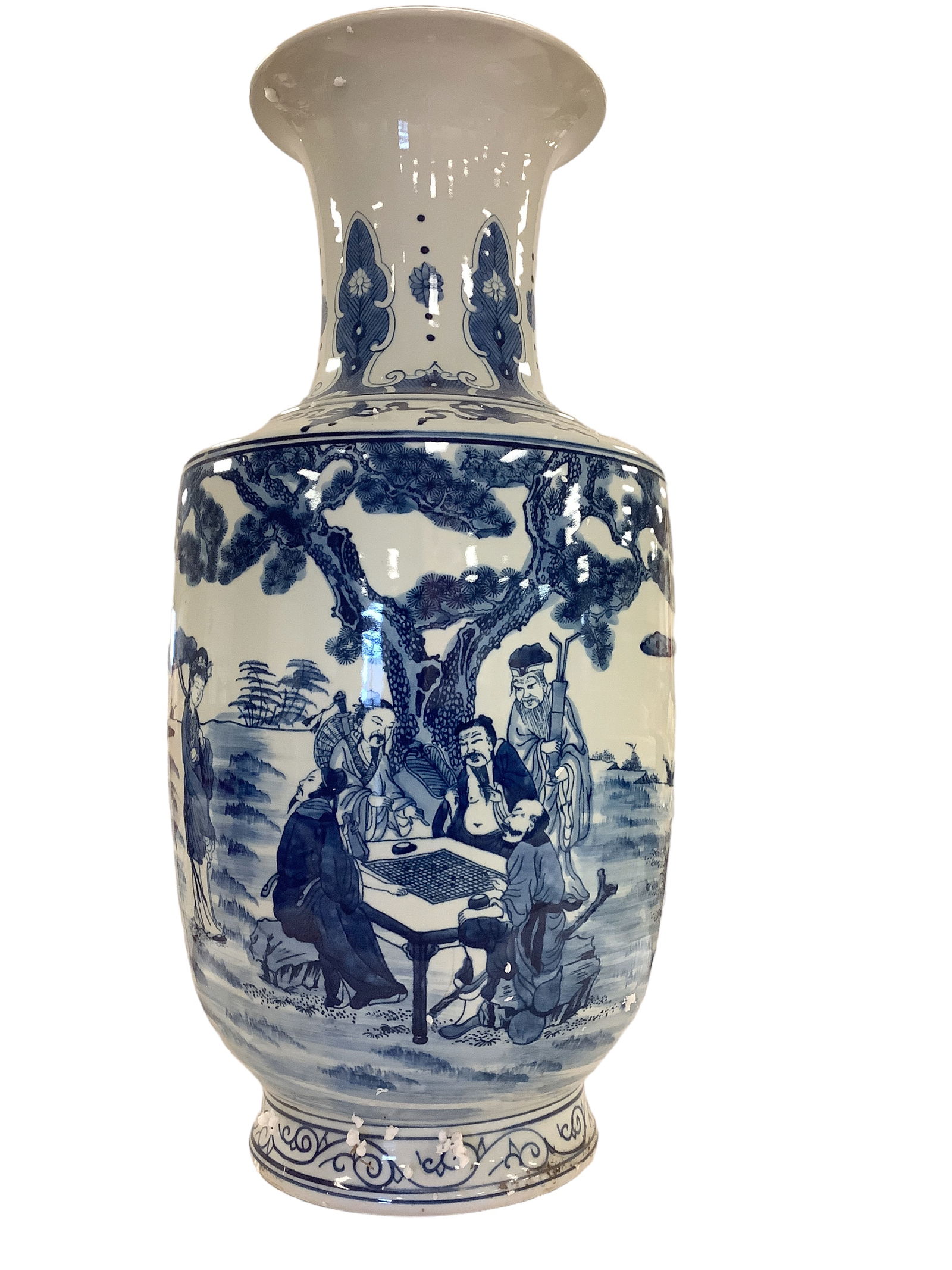 Blue and White Porcelain Asian Vase. (1 of 2)