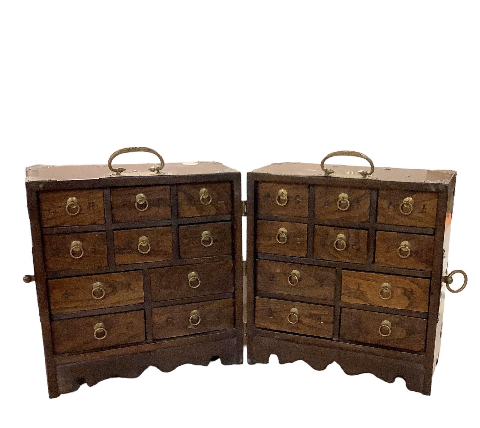 Vintage Asian Traveling Apothecary Chest Asian chest 13 x 11 1/2 x 12 in. (33 x 29.2 x 30.5 cm.) (1 of 4)