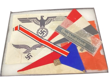 Case with German Pennants, a T-shirt Eagle Army, T-shirt Eagle Luftwaffe, Cuff Title, Iron Cross