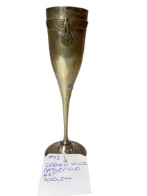 German WWII Battlefield Art Goblet 8 3/4" H