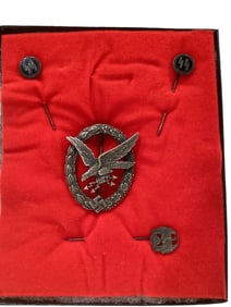 German WWII Radio Operators Badge & 3 Stick Pins