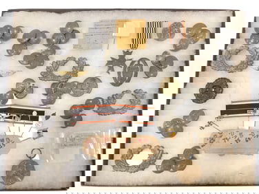 Lot of Medals Including Wreath for German Insignia, German Kriegs Service Medals, WWI Wound Badge,