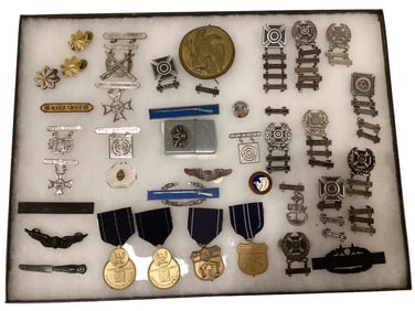 U.S. Medal Insignia Mostly WWII Many Marked Sterling Silver