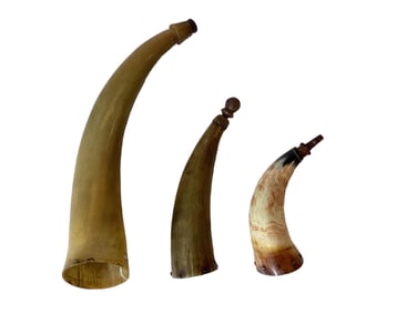 Group of 3 Powder Horns One with Name Inside