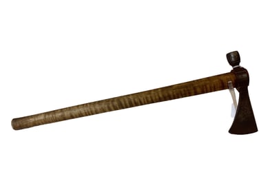 Modern Replica Indian Pipe Tomahawk with Curly Maple Handle Overall length 17 1/4" head 5 1/2" blade