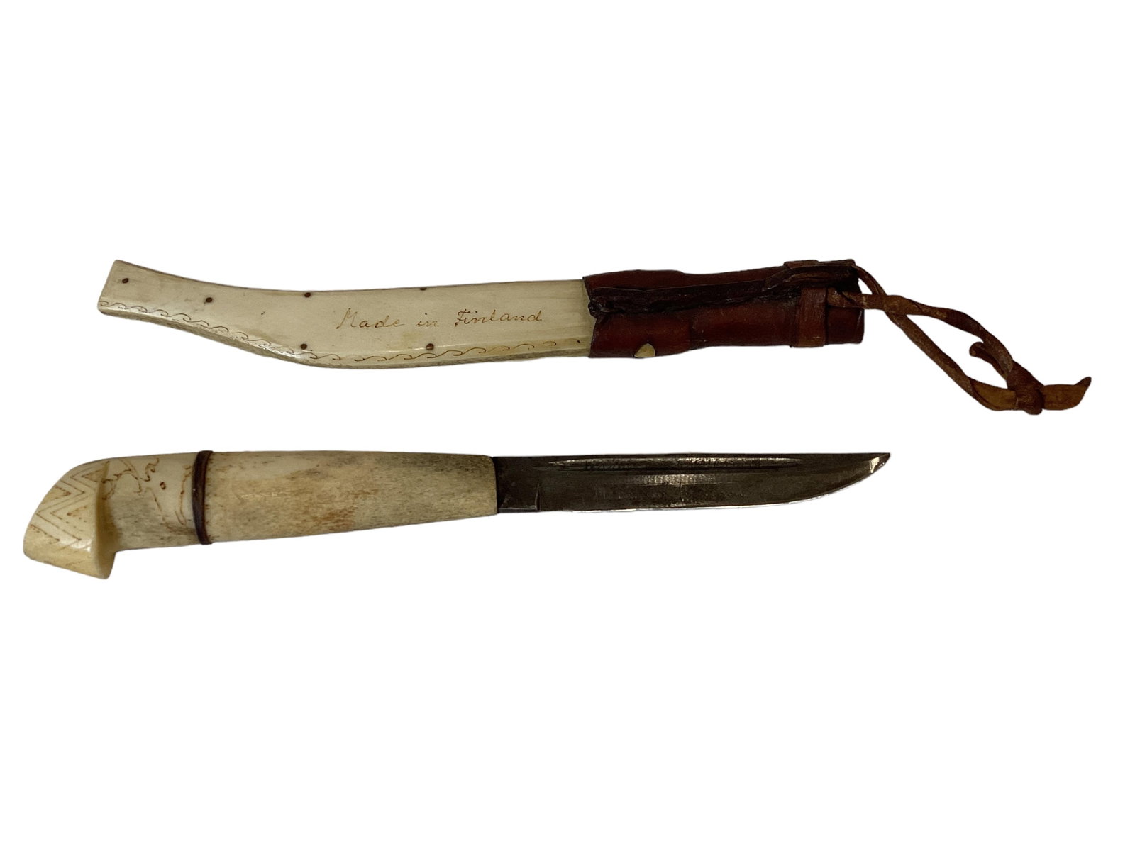 Antique Scandinavian Puukko Reindeer Bone Knife Overall length 8" blade 4": Antique Scandinavian Puukko Reindeer Bone Knife Made in Finland Norway Overall length 8" blade 4"