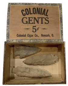 (3) American Indian Points and Cigar Box