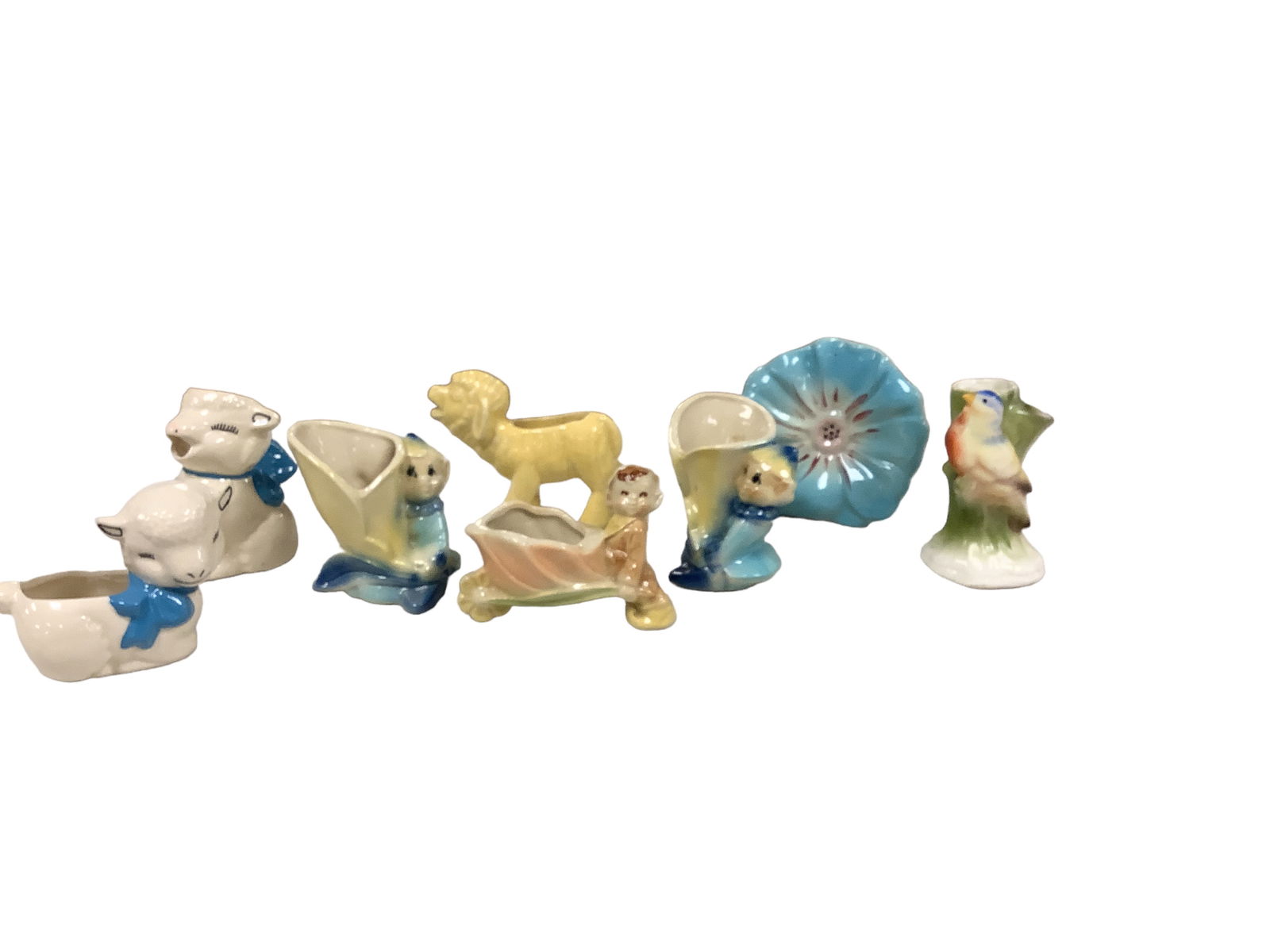 (7) Small Planters/Vases and (1) Flower Shaped Wall Pocket (1 of 4)