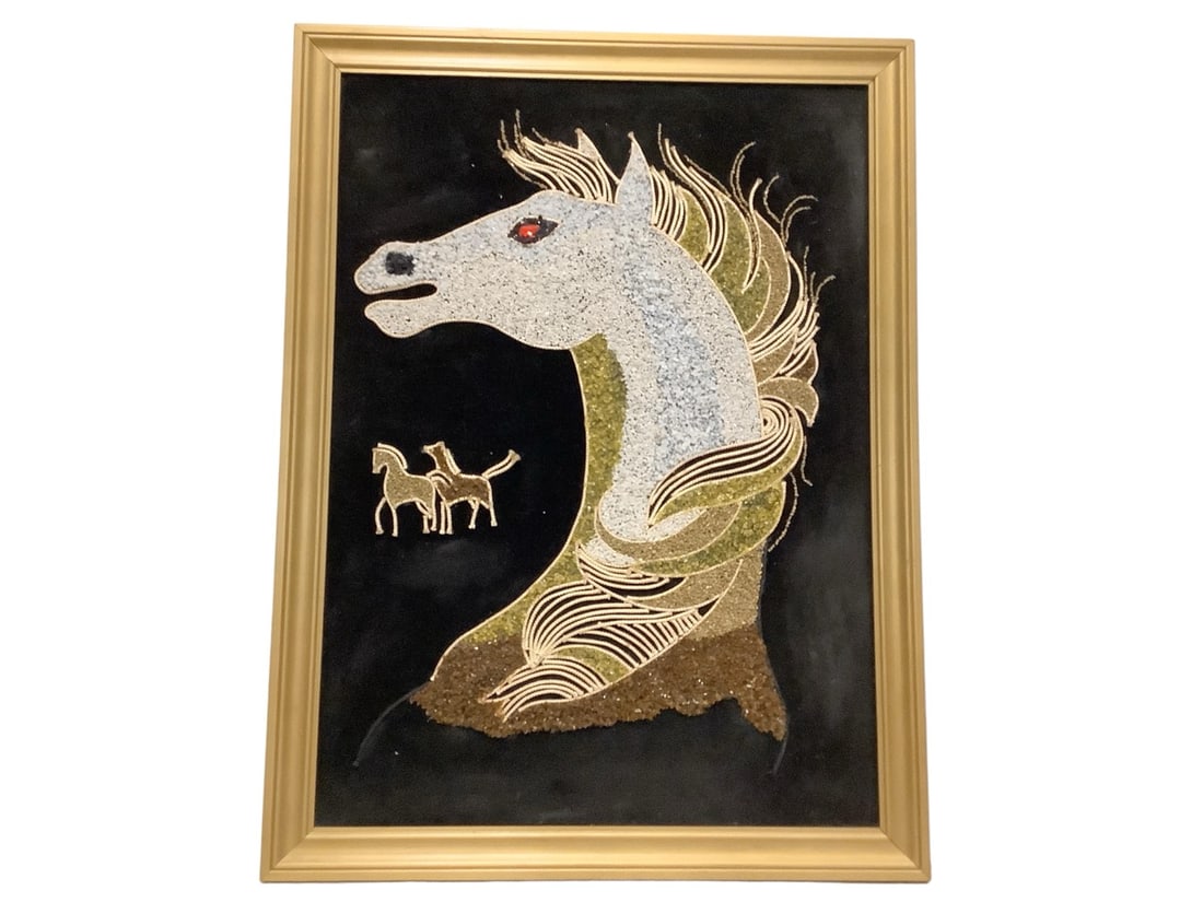 MCM Blond Palomino Horse Pebble Wall Art on Velvet Wall Hanging (1 of 3)