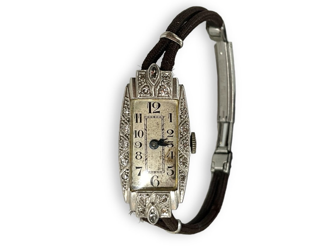 Vintage Glycine Platinum & Diamond Watch (1 of 6)