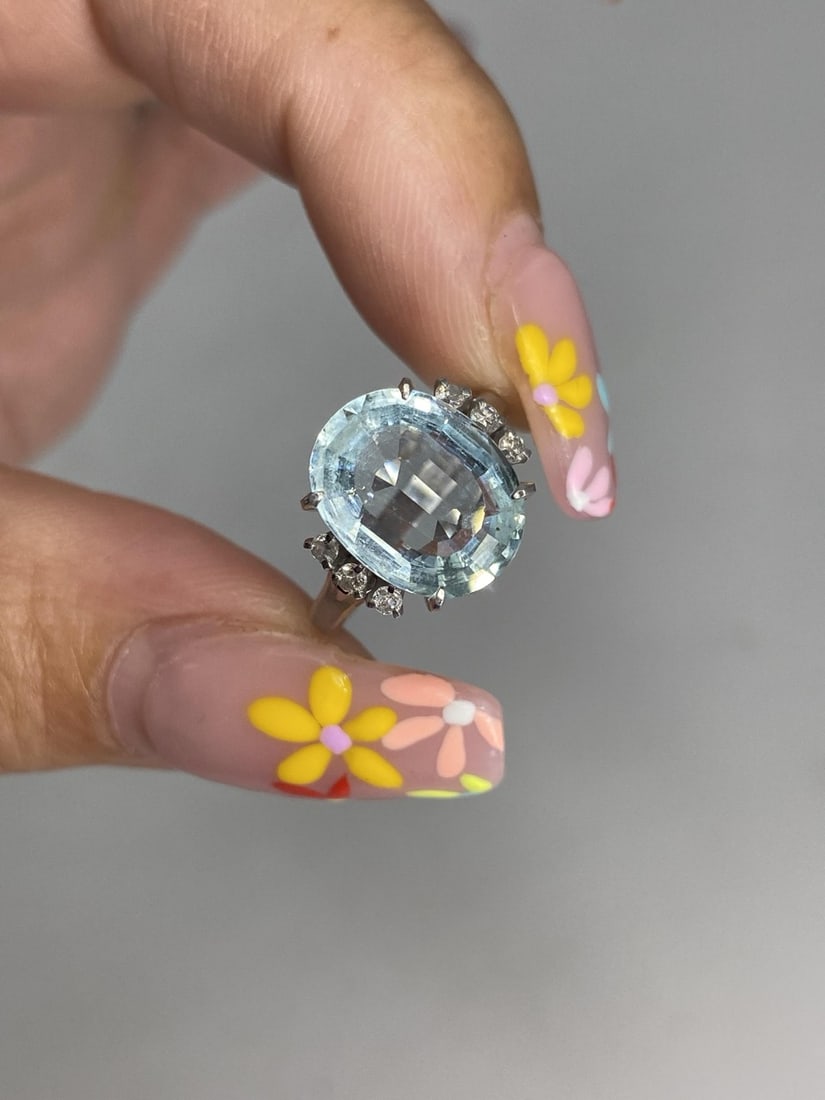 Platinum Aquamarine & Diamond Ring With Quality Assessment (1 of 8)