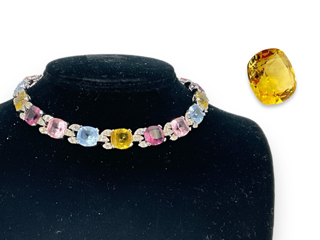Vintage Fashion Pins, Multi-Color Stone DiamantÈ Bracelet (1 of 7)