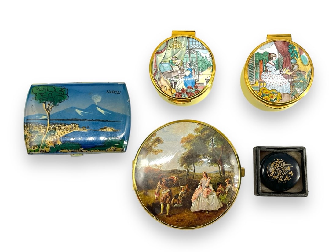 Vintage Enamel Trinket Boxes, Vintage Compact and Sundries (1 of 8)