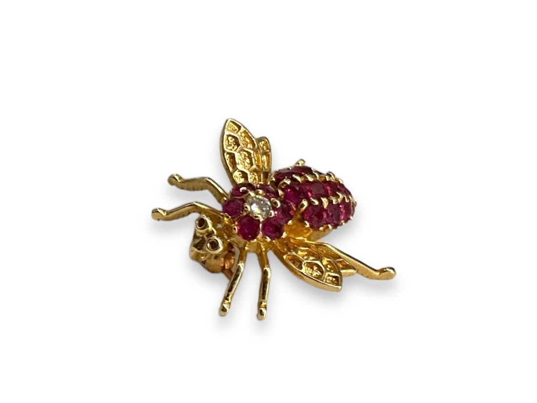 Diminutive Ruby & Diamond Bee Pin (1 of 6)