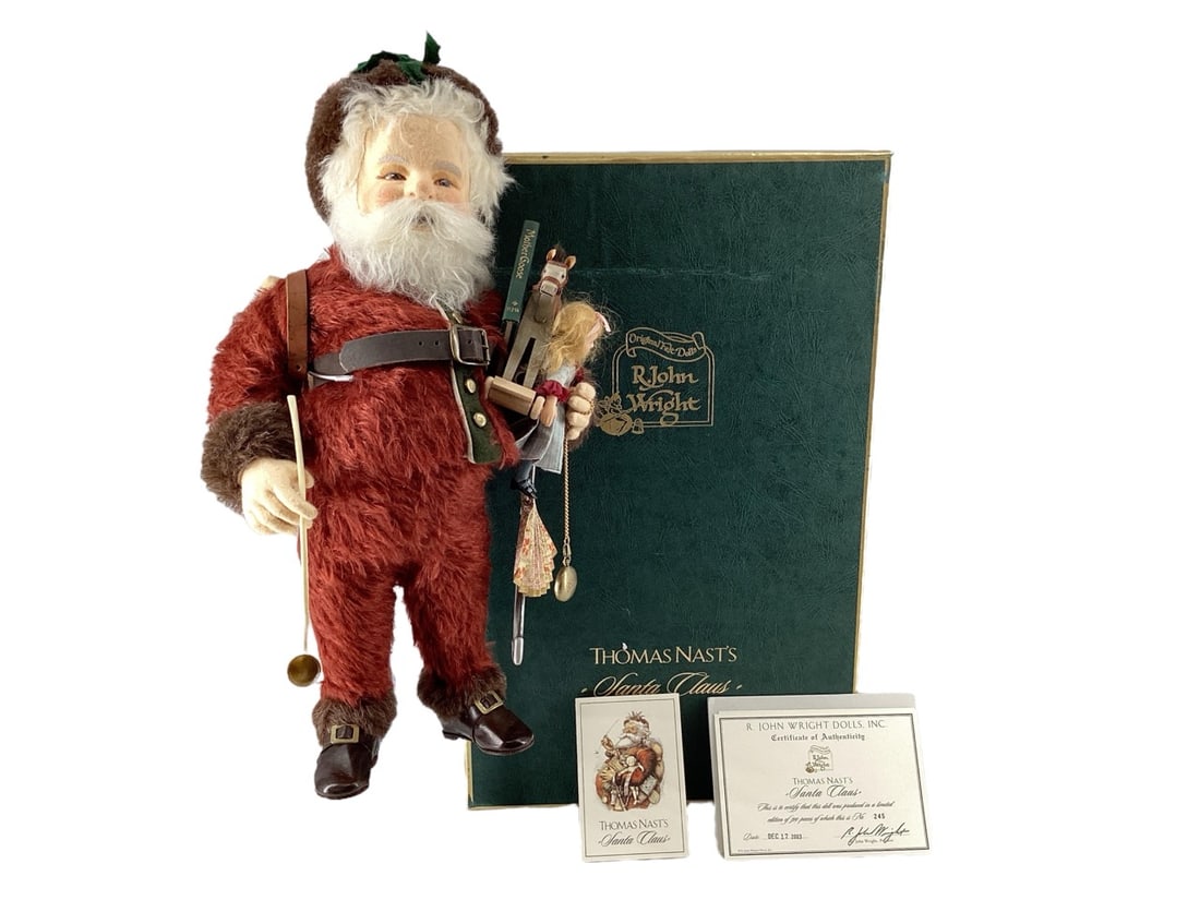 Thomas Nat's "Santa Clause" #245 by R. John Wright Unsigned: Thomas Nat's "Santa Clause" #245 by R. John Wright UnsignedPresenting Thomas Nat's "Santa Clause" #245 by R. John Wright - an enchanting addition to any collection! This 18" tall Santa is fully j