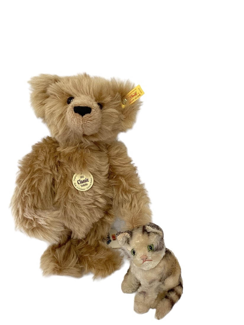 Steiff Reproduction 1903 Bear, 1960's "Susie" Cat (1 of 6)